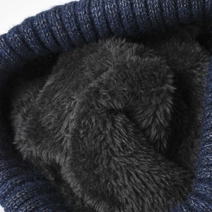 Bonnet en tricot d'hiver avec doublure polaire chaude et texture côtelée épaisse