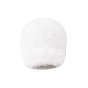 Front view of ultra-soft white faux rabbit fur baseball cap showing plush texture