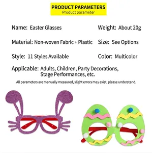 Easter glitter bunny ears and egg glasses frames for children party dress up decor