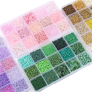15-compartment glass seed beads kit for DIY jewelry making with diverse colors