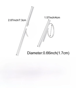 Misura dettagliata con diametro 1,7 cm e lunghezza 7,3 cm dell'anello a barra in rame