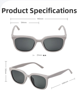 Detailed size chart for cat eye sunglasses showing frame width lens and temple measurements
