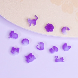 Purple gradient cat-shaped resin jewelry accessories for DIY earrings and crafts