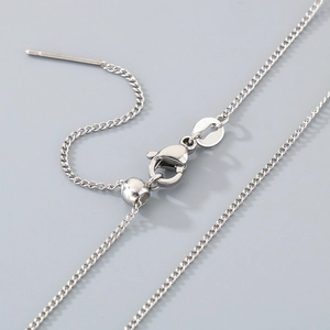 Macro detail of S925 sterling silver chain components with lobster clasp and needle