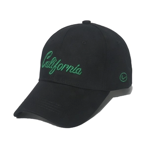 Casquette de baseball noire en coton avec broderie California verte et logo