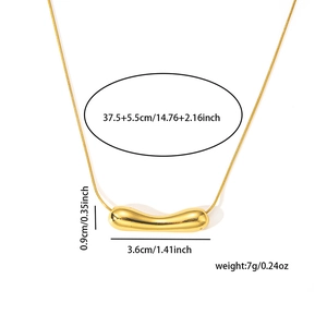 Detailed size specifications for the gold bar pendant necklace with chain length and weight