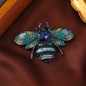 Broche Abeille en Alliage Strass Vintage pour Femmes Épingles de Revers de Costume Robe Insecte Animal Bijoux Cadeau Déco