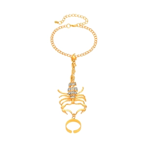 Gotisches Gold-Skorpion-Handarmband mit glänzenden Strasssteinen für Damen