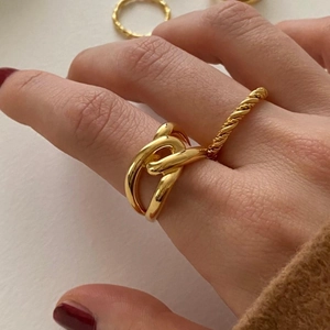 925 Sterling Silver Ring Intertwined Cross Chain Link Design Adjustable Opening Minimalist Modern Jewelry Gift For Women