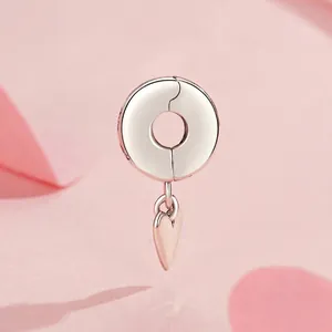 Minimalist s925 sterling silver heart charm with silicone buckle for DIY bracelets