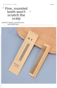 Eco-friendly disposable bamboo comb with its matching kraft paper packaging bag