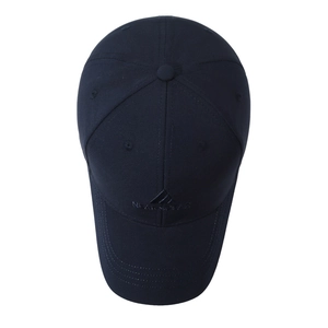 Classic navy cotton baseball cap with embroidered mountain logo and curved brim