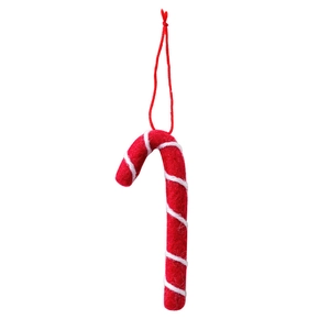 Décoration de Noël en forme de canne à sucre en laine feutrée rouge et blanche