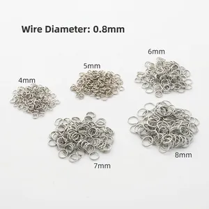 DIY silver jump rings in 4mm to 8mm sizes with 0.8mm wire diameter for jewelry making