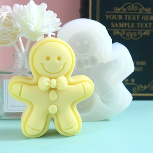Καλούπι σιλικόνης ανθρωπάκι gingerbread με έτοιμο κερί χαμόγελο σε πολύχρωμο φόντο
