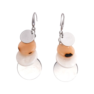 Retro geometric multi-layer acrylic round earrings with silver metal hooks for women