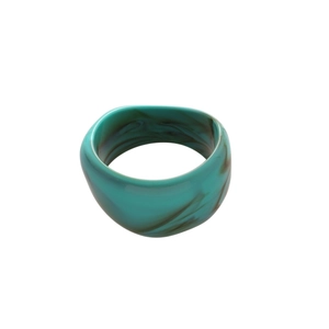 Irregular wide resin bangle with turquoise marble texture in minimalist vintage design