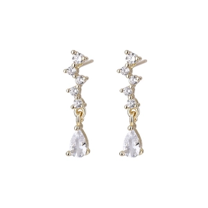 Elegant gold drop earrings featuring sparkling zircon tassels in a minimalist design