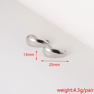 Detailed view of silver water drop earrings with dimensions 13mm by 25mm and 4.3g weight