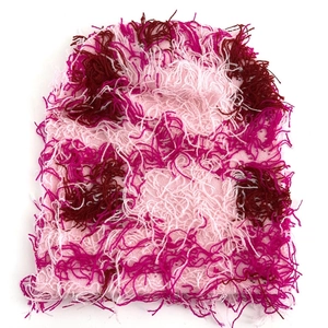 Pink camouflage knit beanie hat with deep pink patterns for winter fashion and warmth