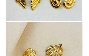 Detailed view of assorted 18K gold plated stainless steel textured stud earrings