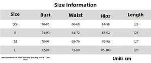 Size chart for lace patchwork dress showing bust waist and hips measurements in cm