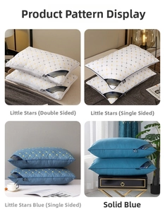 Detailed grid showing four varieties of hotel-grade pillows with star grid patterns