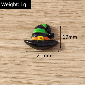 Wizard hat resin charms for Halloween DIY crafts, 21mm black hat with orange band