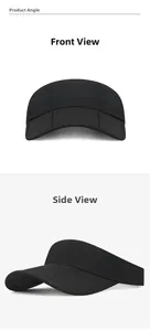 Detail view of black marathon sun visor featuring laser-cut side vents and breathable fabric