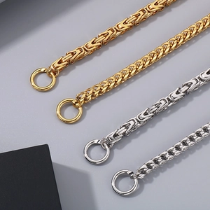 Polished stainless steel dragon bone chain bracelets with OT buckle for men in gold and silver