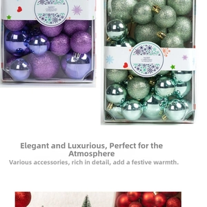 Detailed view of assorted Christmas ball ornaments in shiny, glitter, and matte finishes