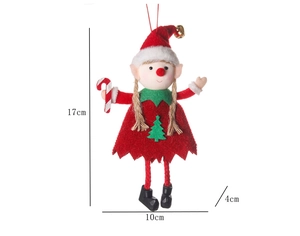 Detailed Christmas elf plush pendant measurements showing 17cm height and 10cm width