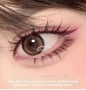 Macro shot of natural fairy style false eyelashes with clear band for soft daily wear