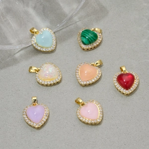 Colorful heart necklaces with rhinestones and gold plating in multiple vibrant shades