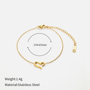 Spécifications de taille pour le bracelet en acier inoxydable avec pendentif cœur