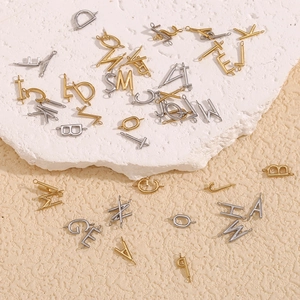 DIY 18K gold plated stainless steel letter pendants in silver and gold finishes