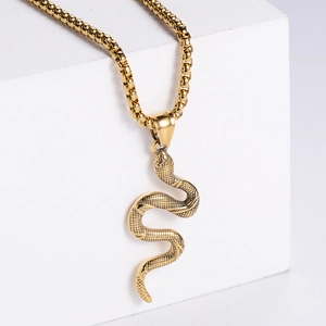 Cobra Snake Pendant Necklace 304 Stainless Steel Gothic Punk Style Animal Jewelry For Men Women With Box Chain