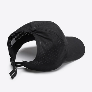 Quick-dry breathable black baseball cap for ponytail with mesh fabric and rear opening