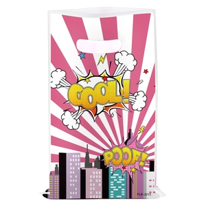 Comic pop art style gift bag with cool and poof text for birthday party favors