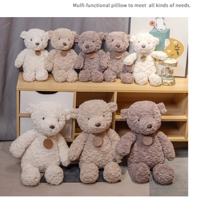 Three colors of curly plush teddy bears in two sizes for home decoration and gifts