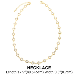 Minimalist gold heart zircon necklace for women with clear size dimensions