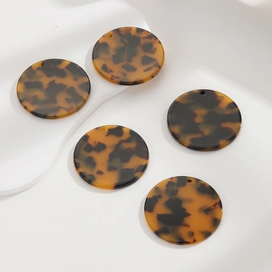 Set of five round leopard print acrylic pendant charms for DIY jewelry making