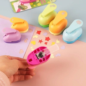 Mini paper punchers set with ABS shell and zinc alloy core for kids' DIY crafts
