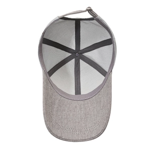Graue atmungsaktive Mesh-Baseballkappe für Herren mit verstellbarer Metallschnalle