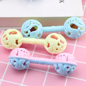 Creative macaron-colored dumbbell rattles for baby early education and sensory play