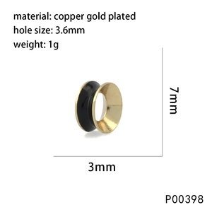 Detail of copper gold-plated bead with black enamel and dimensions for DIY jewelry