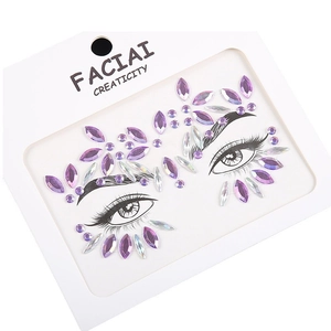 Sparkling purple and iridescent acrylic face rhinestone stickers for party decoration