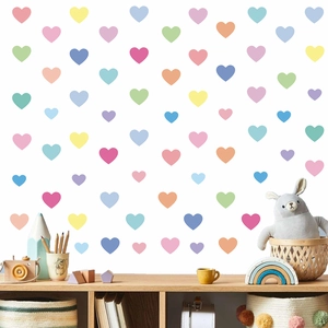 Bohemian Style Multicolor Heart Polka Dot Floral Wall Stickers PVC Self-Adhesive Decals For Kids Room Nursery Bedroom Decor