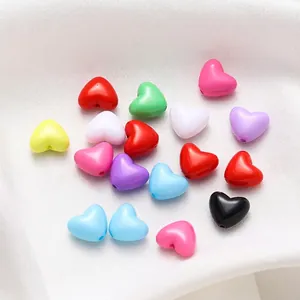 Acrylic Heart Shaped Beads For DIY Jewelry Making Bracelet Phone Chain Handcraft Materials Colorful Loose Spacer Beads