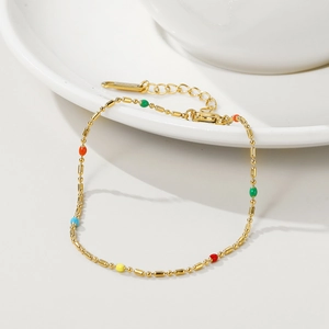 Edelstahl Emaille Perlen Armband Vergoldet Böhmisch Minimalistisch Dünne Kette Schmuck Für Frauen Elegant